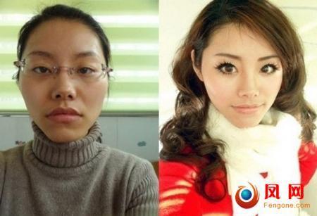 一分钟丑女变美女(图集)化妆整容前后对比照